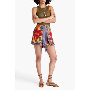 Farm Rio Floral Yard Yellow Eco Fabric XS NWT $160 Seed Bead Boho Beach Resort